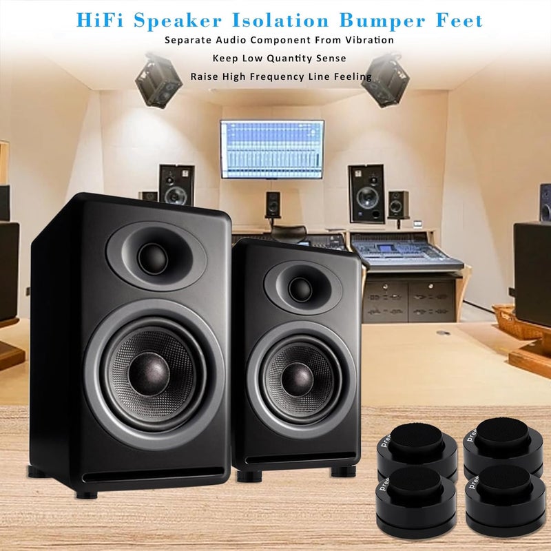 Preffair 4 Pcs Turntable Anti-Vibration Isolation Feet Speaker Feet Isolators Subwoofer Shock Absorber Stand Speaker Cone Pads with Ceramic Beads for DAC Recorder, HiFi Amplifier (Aluminum Alloy) - Image 5